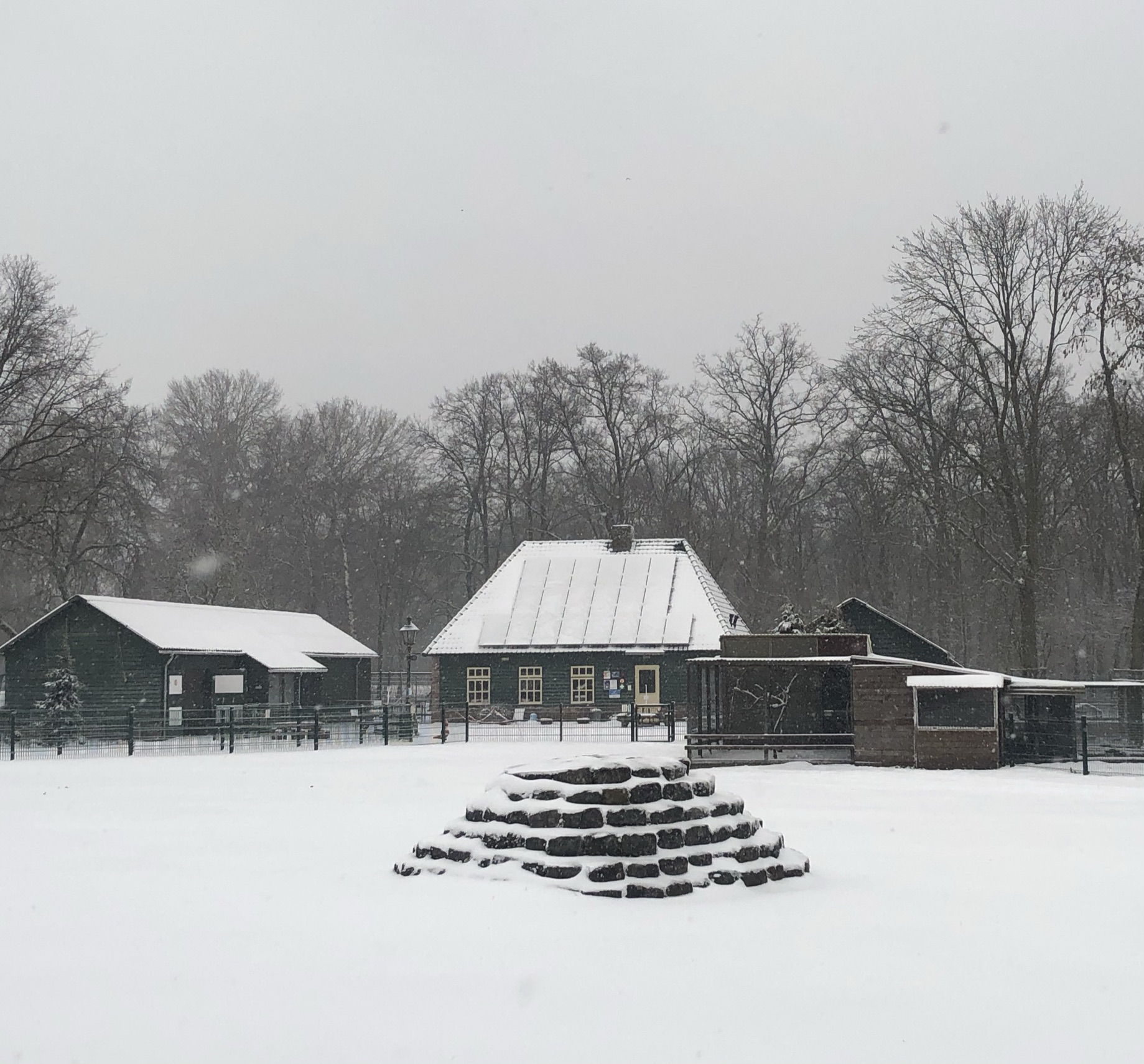 Kinderboerderij in de sneeuw