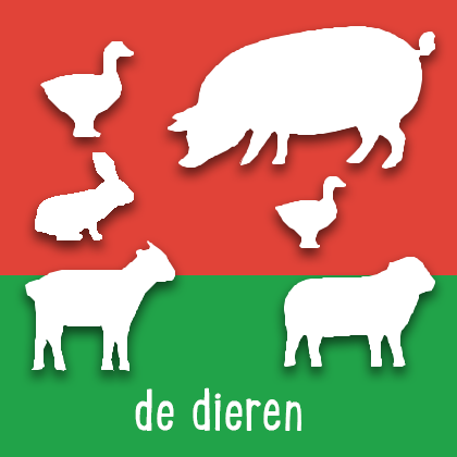 button; de dieren